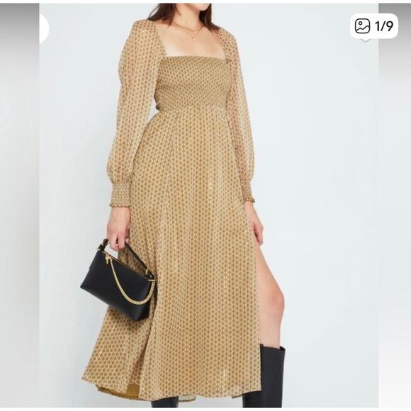 OPT Classic Smocked Long Sleeve
Front Slit Maxi Dress in Geo Print medium - Picture 2 of 11